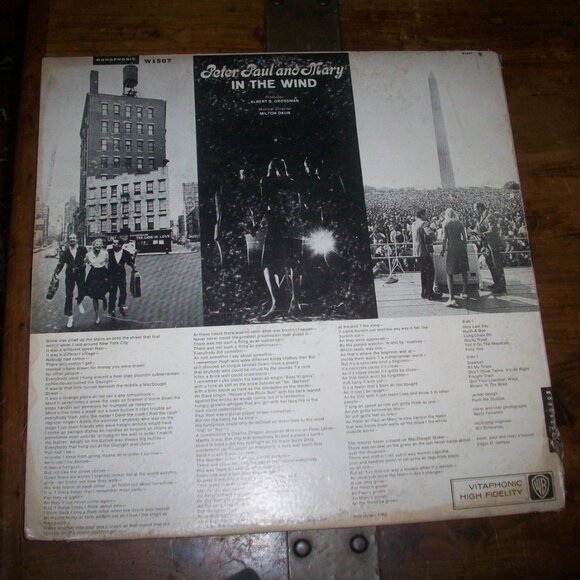 Vintage 1962 Peter Paul and Mary WS 1449 & In The Wind USA 2pc Vinyl Record LP - Picture 5 of 12
